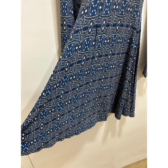 Cecico Dress Small Blue Criss Cross Front Bell Flare Sleeves Rayon Blend Boho - Picture 5 of 7